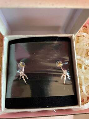 DRORIT Two-Tone Sterling Silver Mismatched Star and Moon Stud Earrings